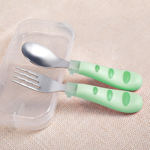 Tumama Baby Feeding Spoon Fork Set Stainless Steel Toddler Infant Tableware(Green)