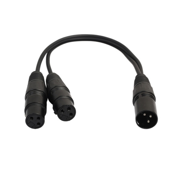 30cm 3 Pin XLR CANNON 1 Male to 2 Female Audio Connector Adapter Cable for Microphone / Audio Equipment(Black)