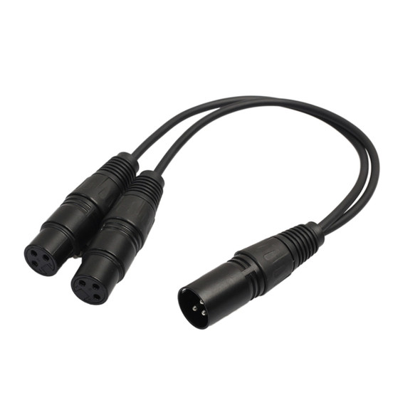 30cm 3 Pin XLR CANNON 1 Male to 2 Female Audio Connector Adapter Cable for Microphone / Audio Equipment(Black)