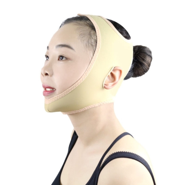 Lycra Flesh Color Breathable Skin Care And Lift Reduce Double Chin Mask Face Belt, Size: L