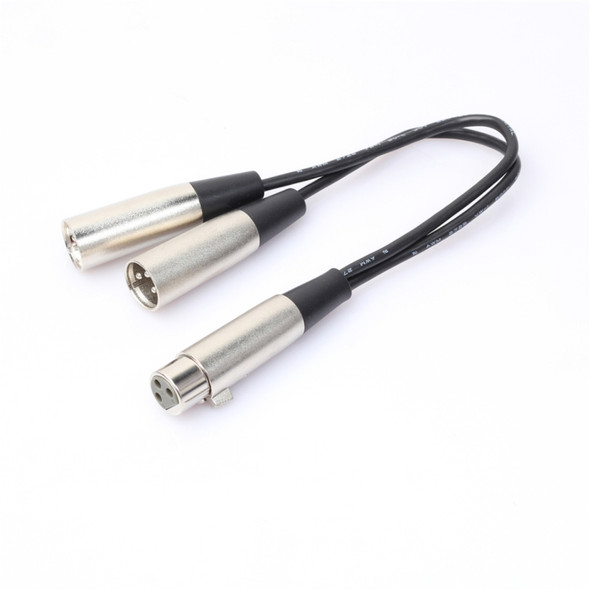 30cm Metal Head 3 Pin XLR CANNON 1 Female to 2 Male Audio Connector Adapter Cable for Microphone / Audio Equipment