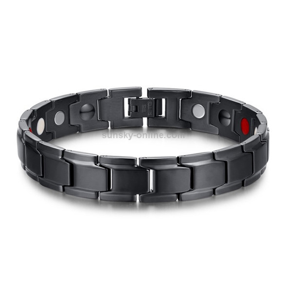 Europe and America Style Fashion Men Jewelry Stainless Steel + Black Plating Magnetic Health Bracelet, Size: 12mm*22cm (Black)