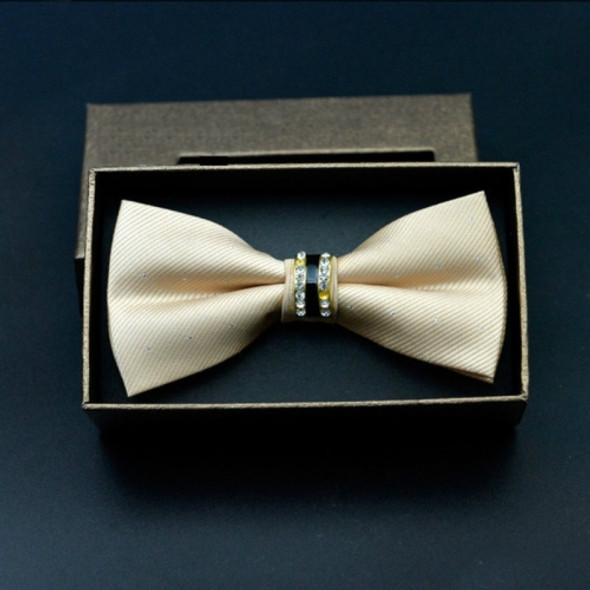 Polyester Yarn Diamond Bow Tie Metal Bow for Men(Champagne Spot)