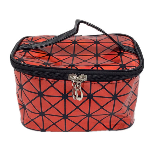 3D Laser Large Capacity Square Portable Cosmetic Bag Travel Storage Bag Waterproof Wash Bag(Red)