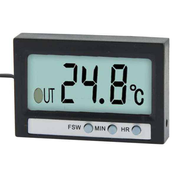 Dual Way (Indoor and Outdoor) LCD Digital Thermometer with Clock Display Function, TM-2 (Black)