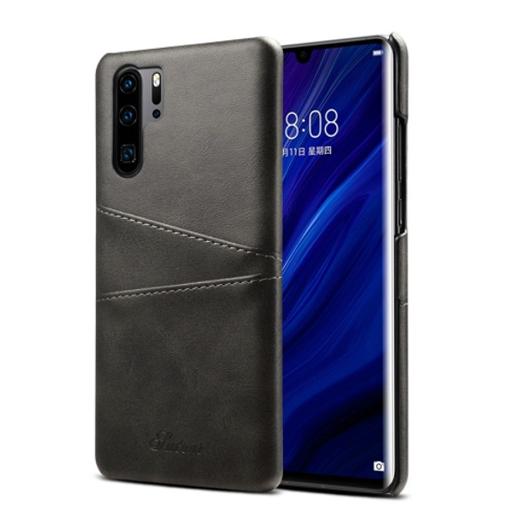 Suteni Calf Texture Protective Case for Huawei P30 Pro, with Card Slots (Black)