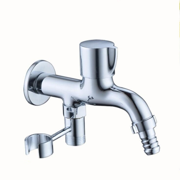 Double Out Faucet Bathroom Small Washing Machine Faucet, Color:Faucet + Stand
