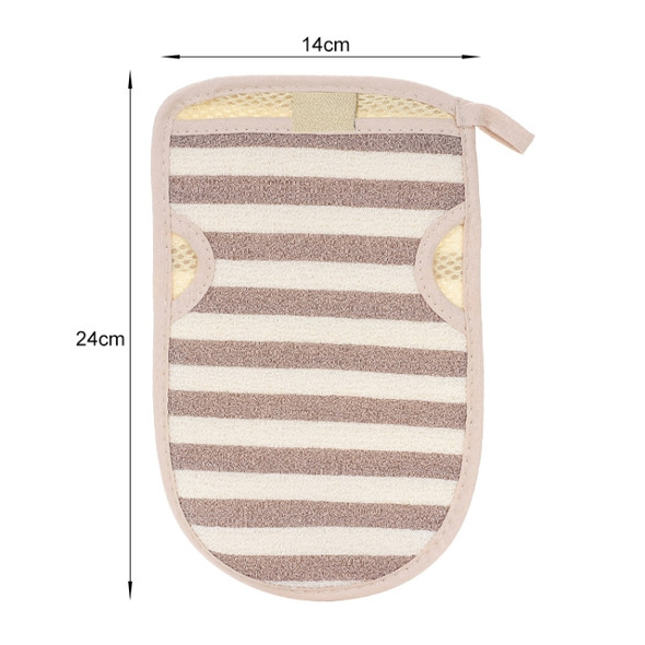 2 PCS Bath Shower Gloves Body Skin Exfoliating SPA Massage Mitt Body Scrubber Glove(Big Strips Khaki)