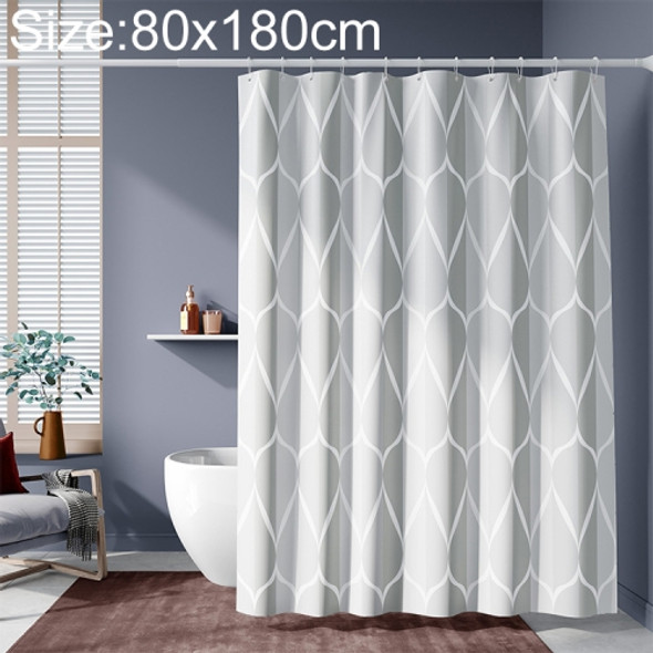 Shower Curtain Waterproof Bathroom Geometric Light Grey Bath Curtains, Size:80x180cm
