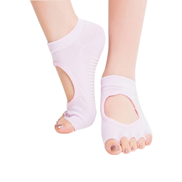 One Pair Open Toe Open Instep Anti-slip Sports Female Yoga Socks, Size: 34 - 39 (EUR)(Light Pink)
