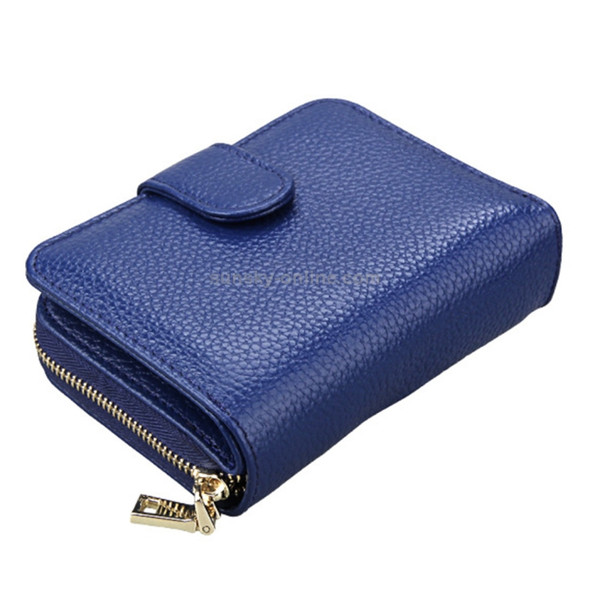 KB132 Female Style Full Grain Cow Leather Multifunctional Wallet/ Card Bag/ Driving License Package(Blue)