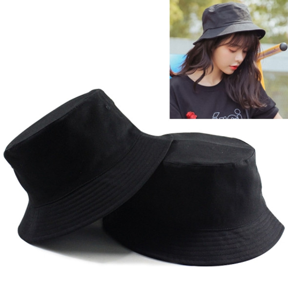 Solid Color Cotton Double-sided Wearable Fisherman Hat for Women(Black)