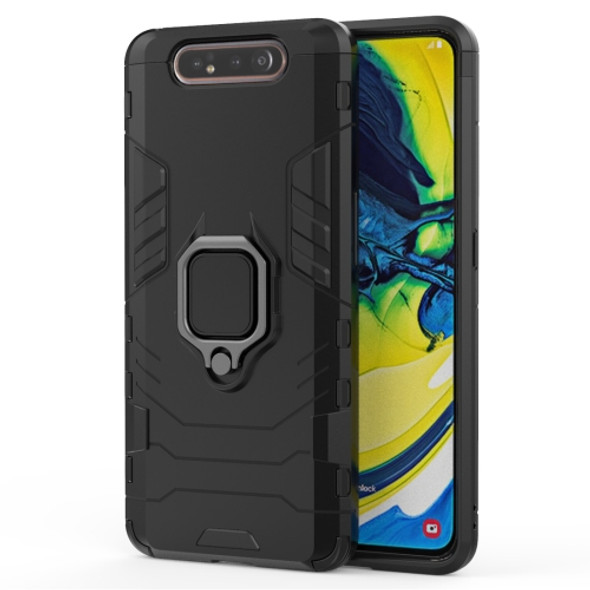 PC + TPU Shockproof Protective Case for Galaxy A80 / A90, with Magnetic Ring Holder (Black)