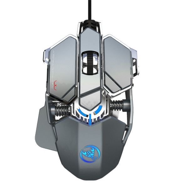 HXSJ J600 9 Keys Programmable Wired E-sports Mechanical Mouse with Light (Silver Grey)