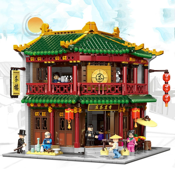Chinatown Tea House Small Particle Assembled Building Block Model Toy 3033 PCS(01021)