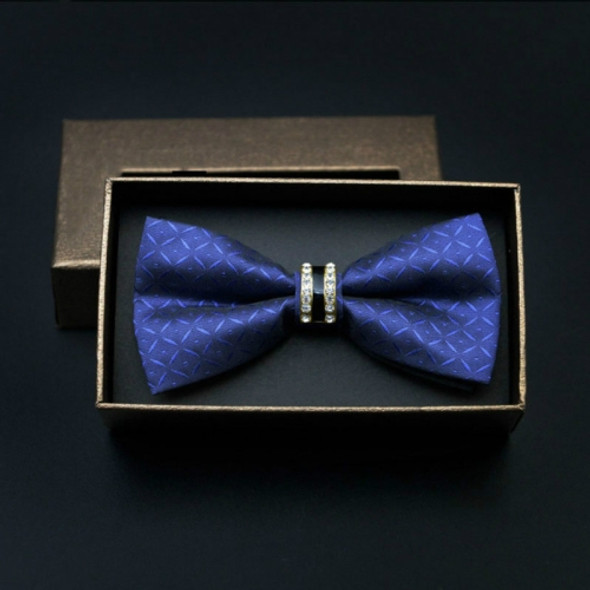 Polyester Yarn Diamond Bow Tie Metal Bow for Men(Blue Flower)