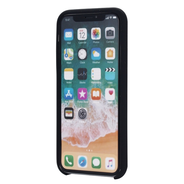 Four Corners Full Coverage Liquid Silicone Protective Case Back Cover for iPhone X / XS(Black)
