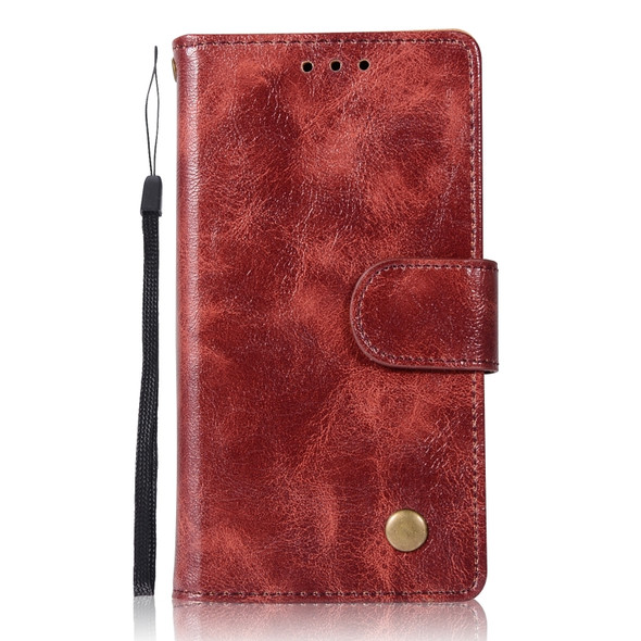 For Sony Xperia XZ1 compact Retro Copper Button Crazy Horse Horizontal Flip PU Leather Case with Holder & Card Slots & Wallet & Lanyard(Wine Red)