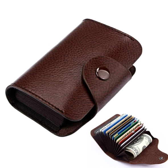 KB39 Simple Fashion Genuine leather Organ Card Bag Candy Color Card Package(Coffee)