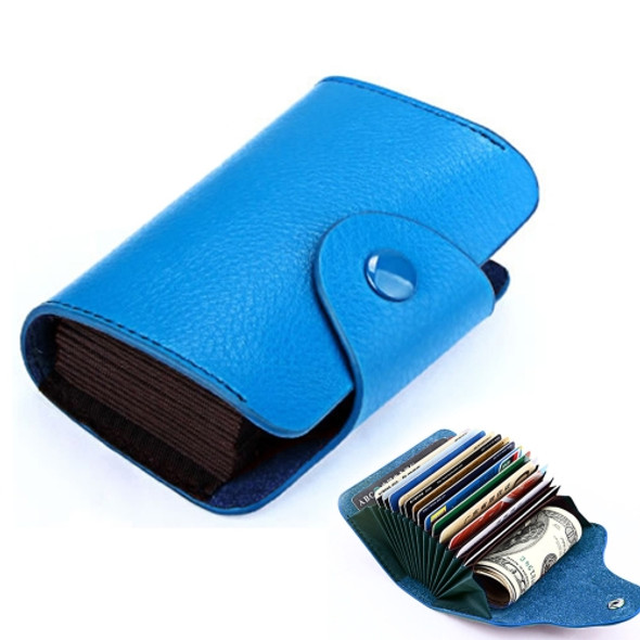 KB39 Simple Fashion Genuine leather Organ Card Bag Candy Color Card Package(Blue)