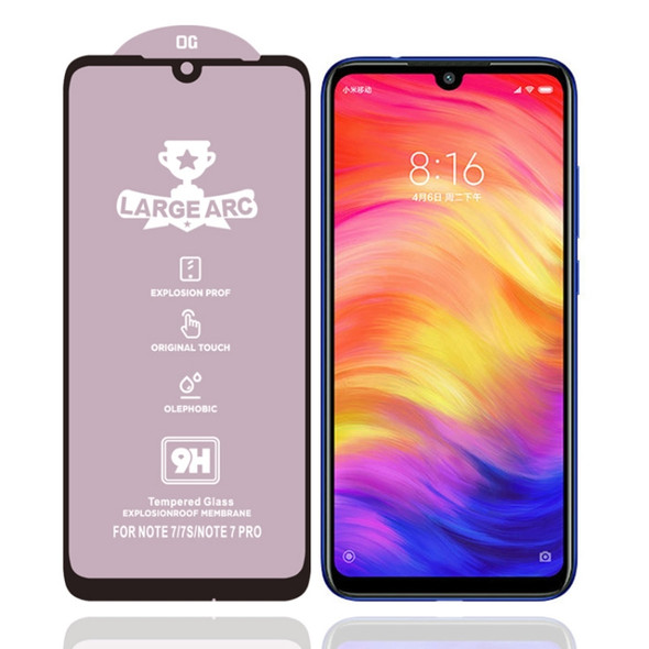 For Xiaomi Redmi Note 7 9H HD Large Arc High Alumina Full Screen Tempered Glass Film