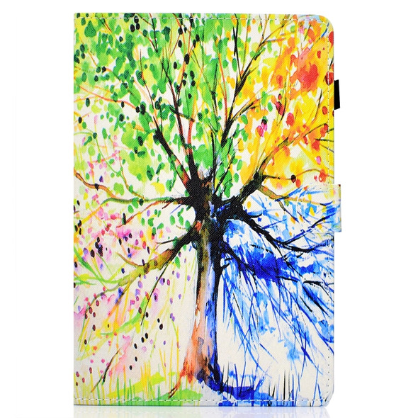 for Galaxy Tab S4 10.5 T830 Colored Drawing Stitching Horizontal Flip Leather Case, with Holder & Card Slots(Colorful Tree)