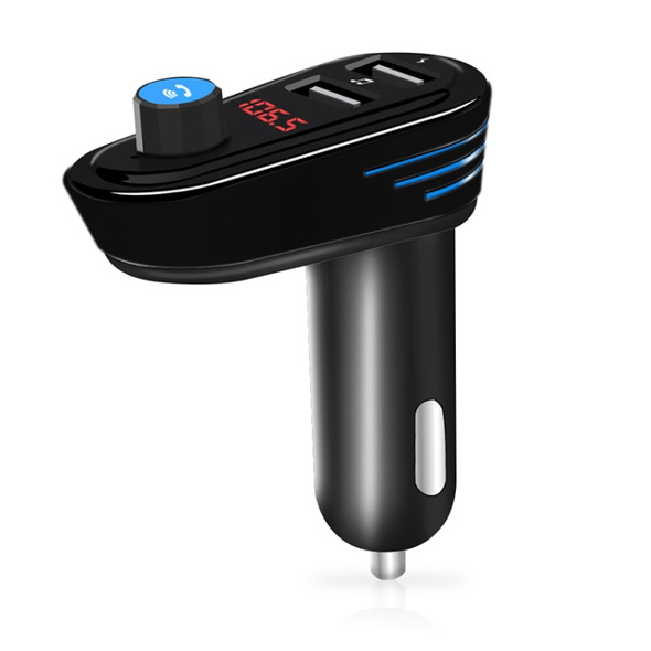 AP02 Car Bluetooth V4.2 MP3 Player FM Transmitter 5V 3.1A Output Dual USB Ports Car Charger with LED Light, Built-in Mic, Support U-disk & Hands-free / Answer Calls (Black)