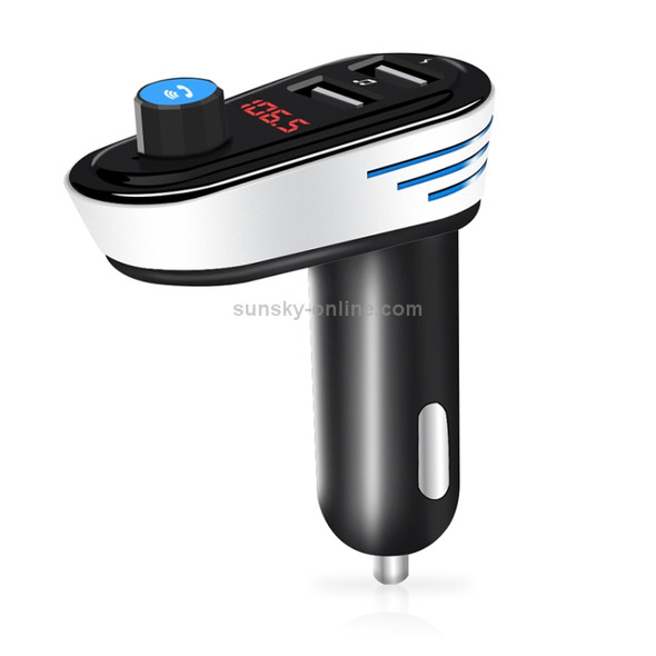 AP02 Car Bluetooth V4.2 MP3 Player FM Transmitter 5V 3.1A Output Dual USB Ports Car Charger with LED Light, Built-in Mic, Support U-disk & Hands-free / Answer Calls (Silver)