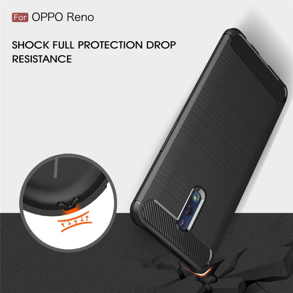 Brushed Texture Carbon Fiber TPU Case for OPPO Reno(Black)
