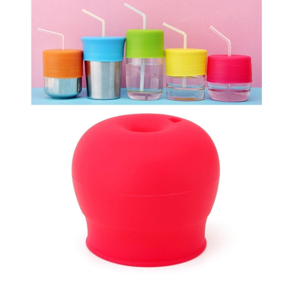 Straw Cup Lid Silicone Leakproof Cup Lid for Children(Red)