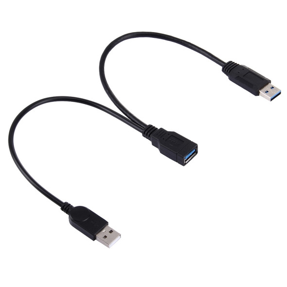 2 in 1 USB 3.0 Female to USB 2.0 + USB 3.0 Male Cable for Computer / Laptop, Length: 29cm
