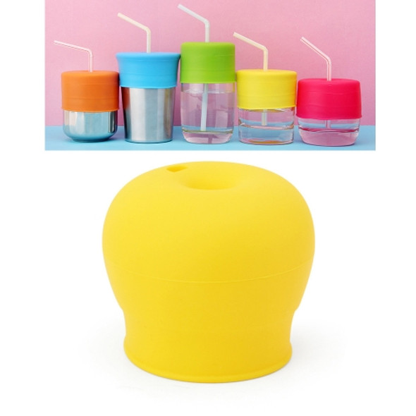 Straw Cup Lid Silicone Leakproof Cup Lid for Children(Yellow)