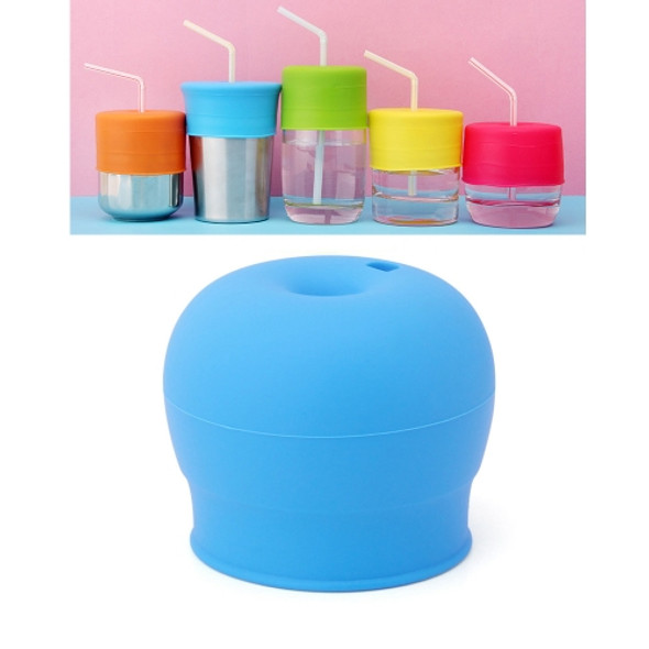 Straw Cup Lid Silicone Leakproof Cup Lid for Children(Blue)