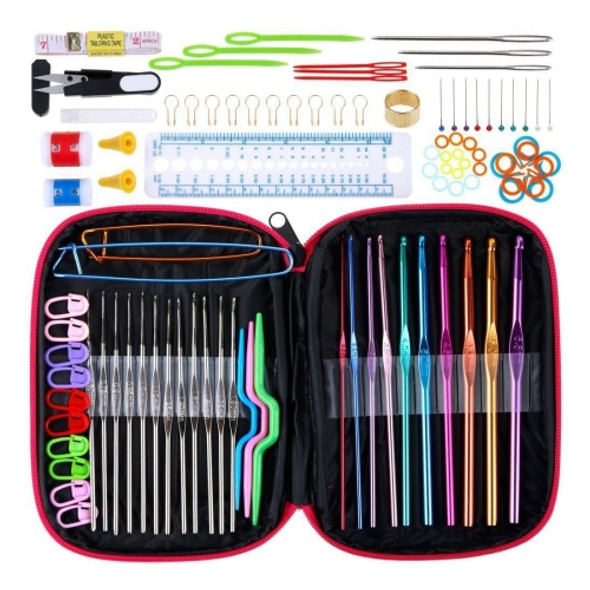 100 in 1 Crochet Knitting Tool Set(Rose Red)