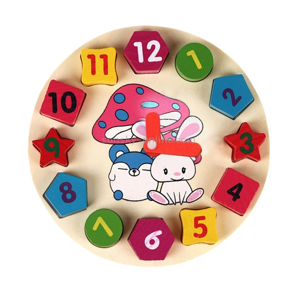 Wooden Number Clock Toy Baby Colorful Puzzle Digital Geometry Clock Educational Toy Baby Kid Education Toy, Random Pointer Delivery