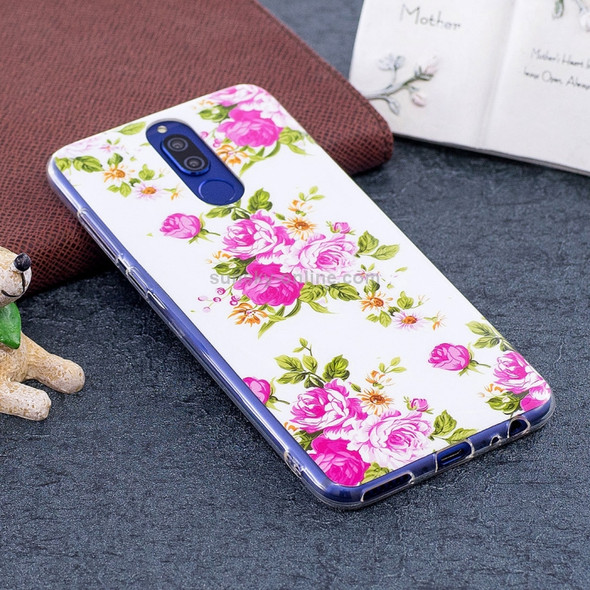 For Huawei  Mate 10 Lite Noctilucent Rose Flower Pattern TPU Soft Back Case Protective Cover