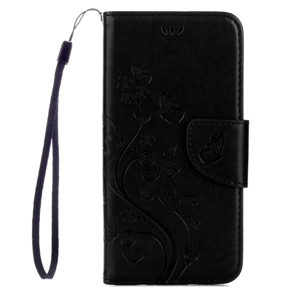 For Lenovo Vibe K5 Butterflies Love Flowers Embossing Horizontal Flip Leather Case with Holder & Card Slots & Wallet & Lanyard(Black)