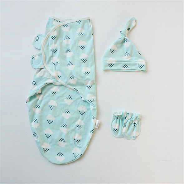 Spring  Summer Cotton Baby Infant Bags Towels Sleeping Bags Knitted Cloth Cap Set, Size:S (50x70 CM)(Clouds)