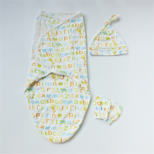 Spring  Summer Cotton Baby Infant Bags Towels Sleeping Bags Knitted Cloth Cap Set, Size:S (50x70 CM)(Animal Alphabet)