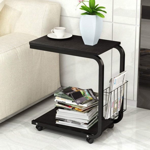 Modern Minimalist Bedroom Table Living Room Mini Mobile Cabinet(Black Willow Wood)