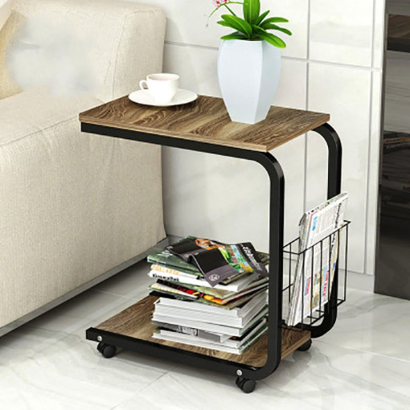 Modern Minimalist Bedroom Table Living Room Mini Mobile Cabinet(Walnut Wood)