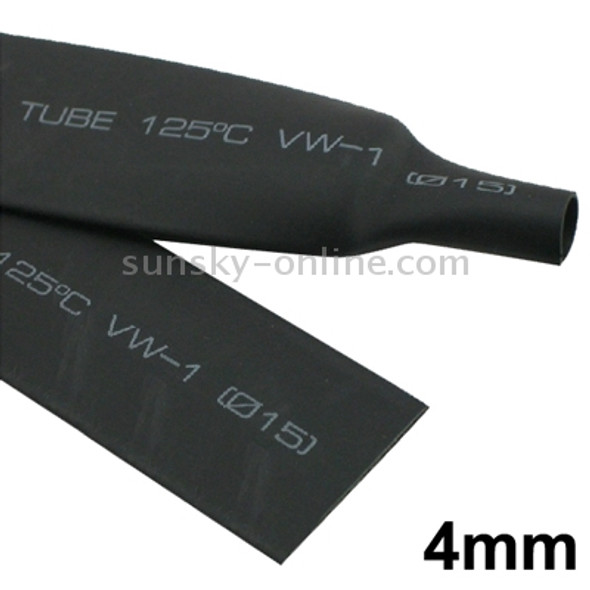 4mm Woer Flexible RSFR-H VW-1 Heat Shrink Tube, 125?, Length: 10m (Black)