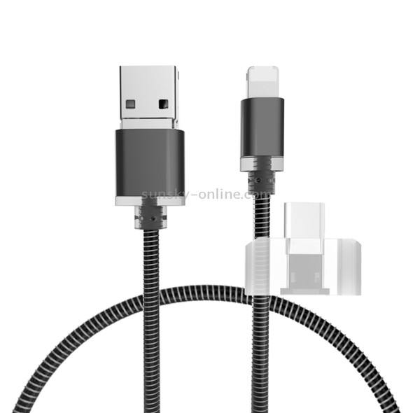 8 in 1 Metal Soft Hose 50cm 2A 144 Copper Wires Micro USB OTG Function & 8 Pin & USB-C / Type-C Data Sync Charger Cable, For iPhone, Samsung, HTC, LG, Sony, Huawei, Lenovo, Xiaomi and other Smartphones