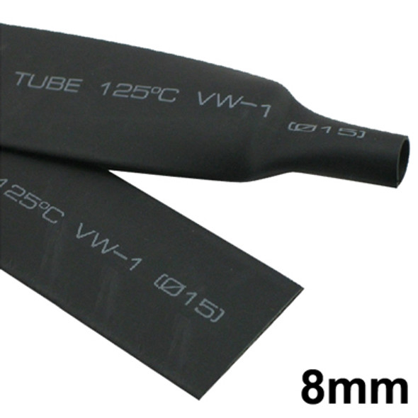 8mm Woer Flexible RSFR-H VW-1 Heat Shrink Tube, 125?, Length: 10m (Black)