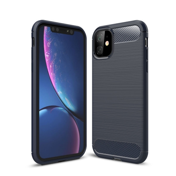 Brushed Texture Carbon Fiber TPU Case for iPhone 11(Navy Blue)