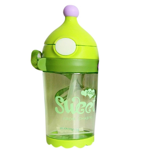 Baby Rope Learning Cup Resistant To Fall Leak-Proof With Straw(Green)