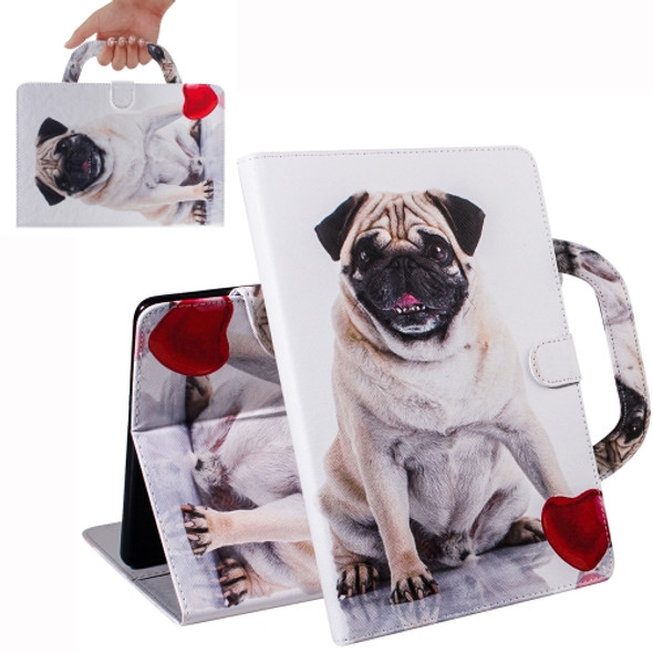 For iPad 10.2 / 10.5 / Air 2019 3D Colored Drawing Horizontal Flip Leather Case with Holder & Card Slot & Wallet & Handle(Pug)
