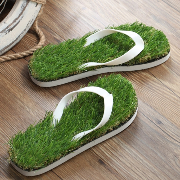 KEMA Summer New Pattern Flat Bottom Home Furnishing Non-slip Simulation Lawn Slippers Flip Flops, Size: 36/37yard, Length: 24.5cm