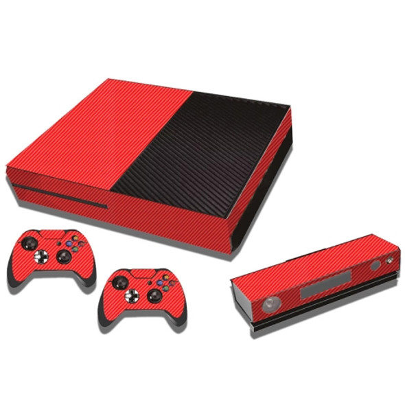 Carbon Fiber Texture Decal Stickers for Xbox One Game Console(Red)