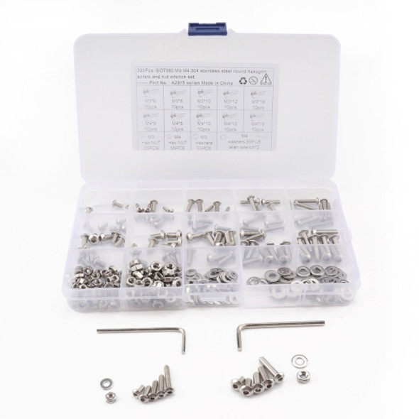 320 PCS 304 Stainless Steel Screws and Nuts Hex Socket Head Cap Screws Gasket Wrench Assortment Set Kit